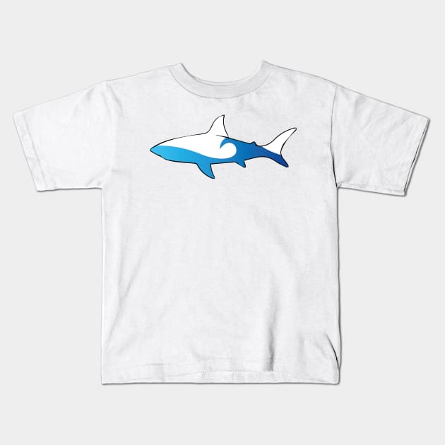 Surf the shark White Kids T-Shirt by JDP Designs